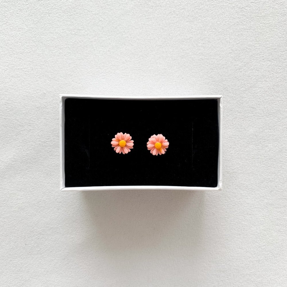 Light Pink Flower Stud Earrings